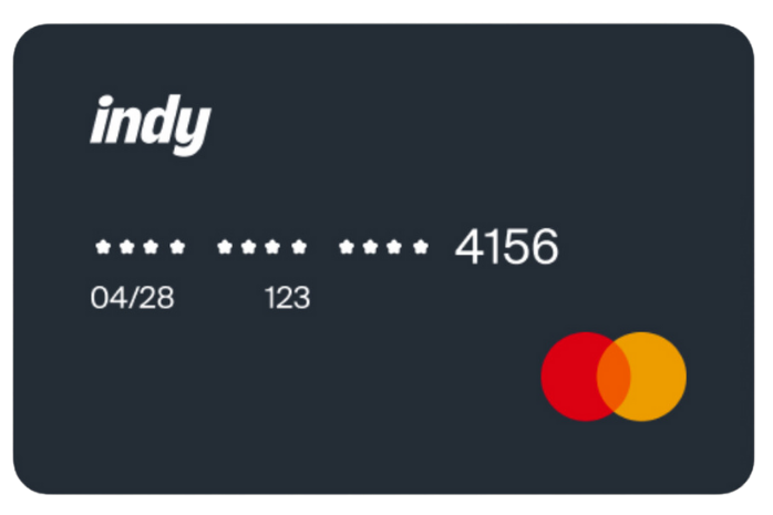 La carte Mastercard du compte pro Indy