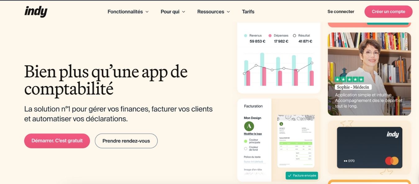 Interface d'Indy, une alternative à la comptabilité sur Excel