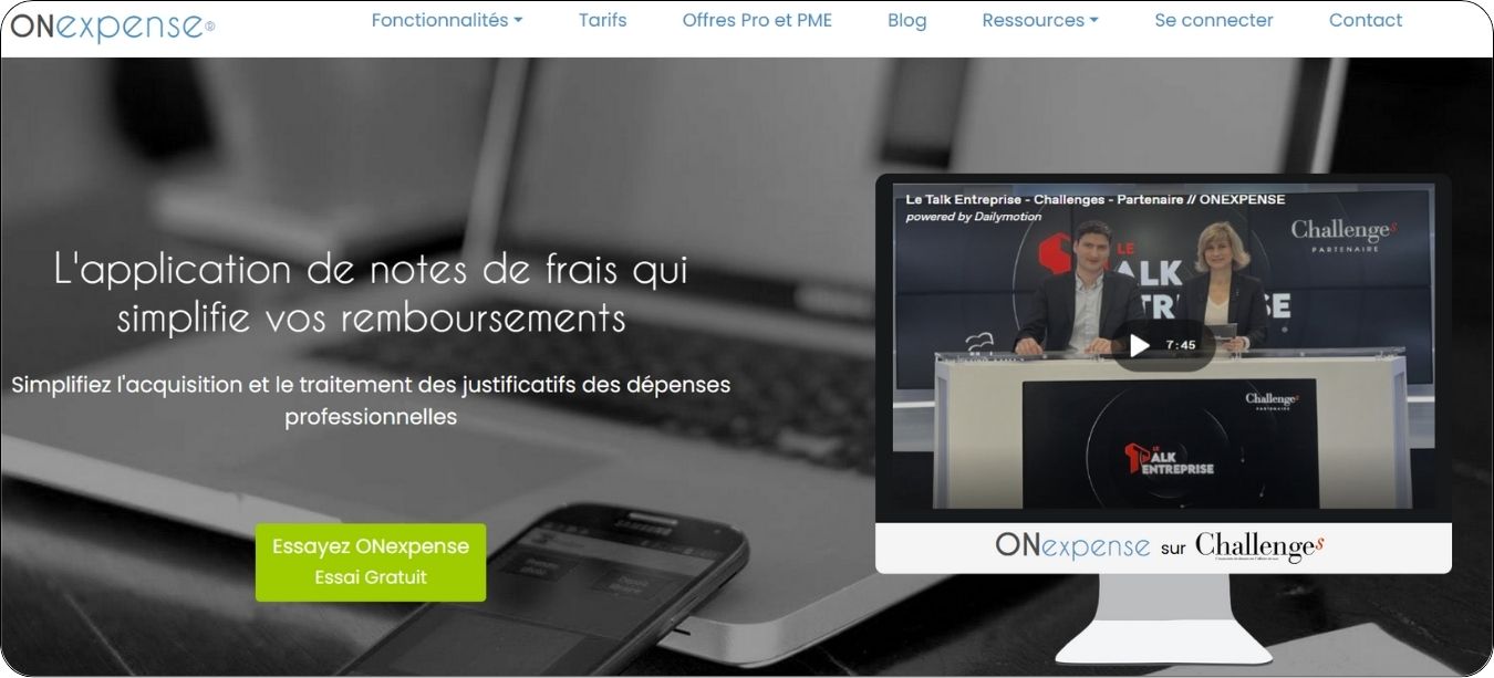 Interface du logiciel ONexpense