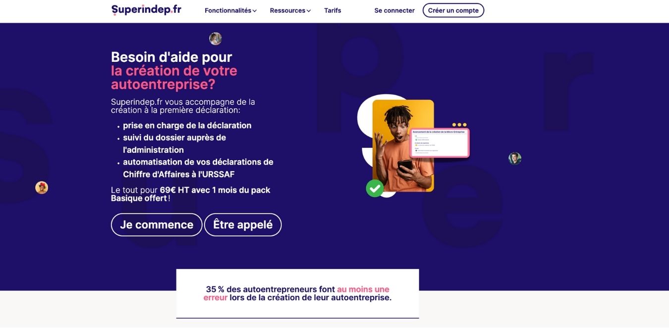 L'interface de superindep.fr