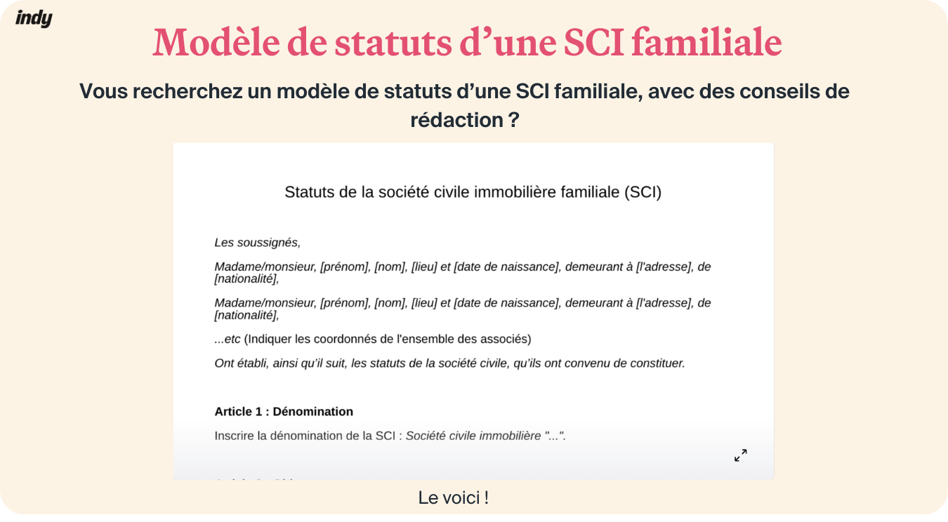 modèle de statuts d'une sci familiale indy